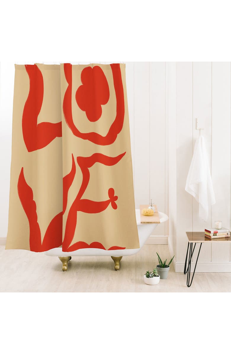Deny Designs Love Statement Shower Curtain, Alternate, color, Orange
