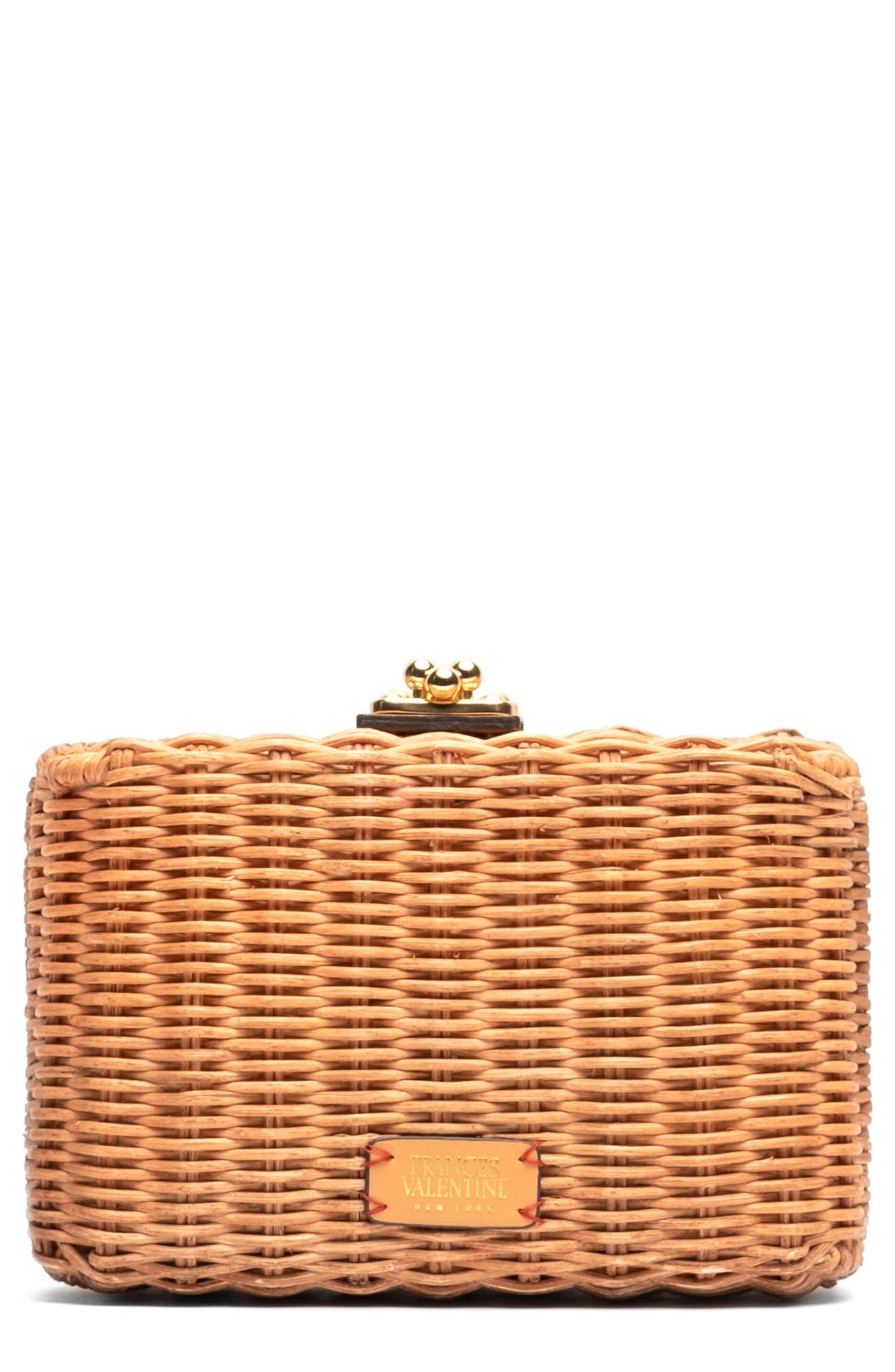Frances Valentine Paige Wicker Clutch, Main, color, Toast