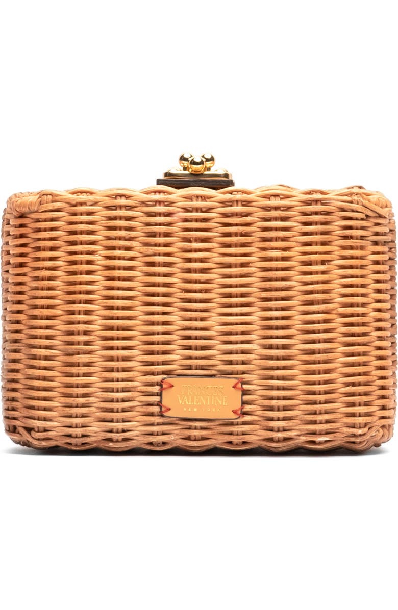 Frances Valentine Paige Wicker Clutch, Main, color, Toast