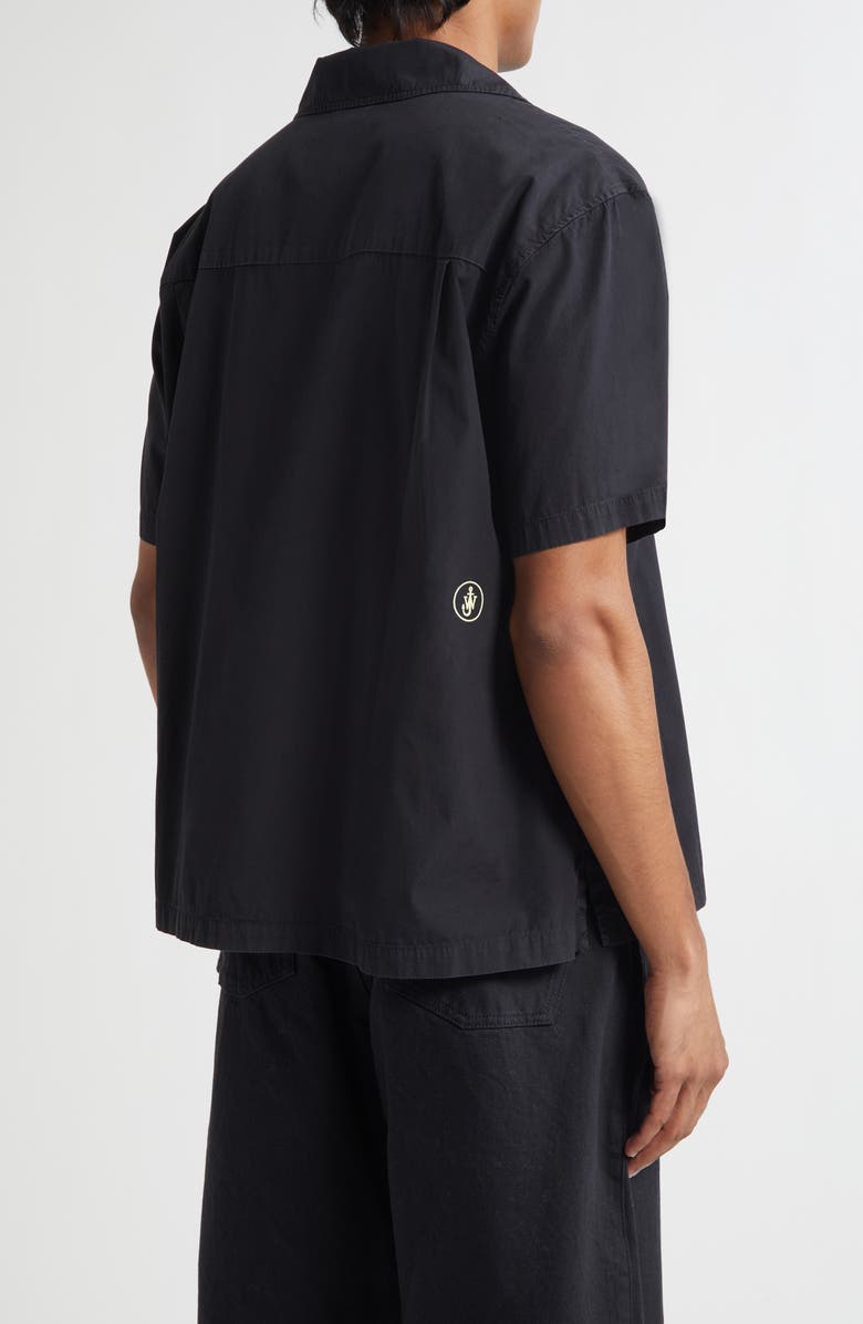 JW Anderson Contrast Crockery Embroidered Camp Shirt, Alternate, color, Washed Black