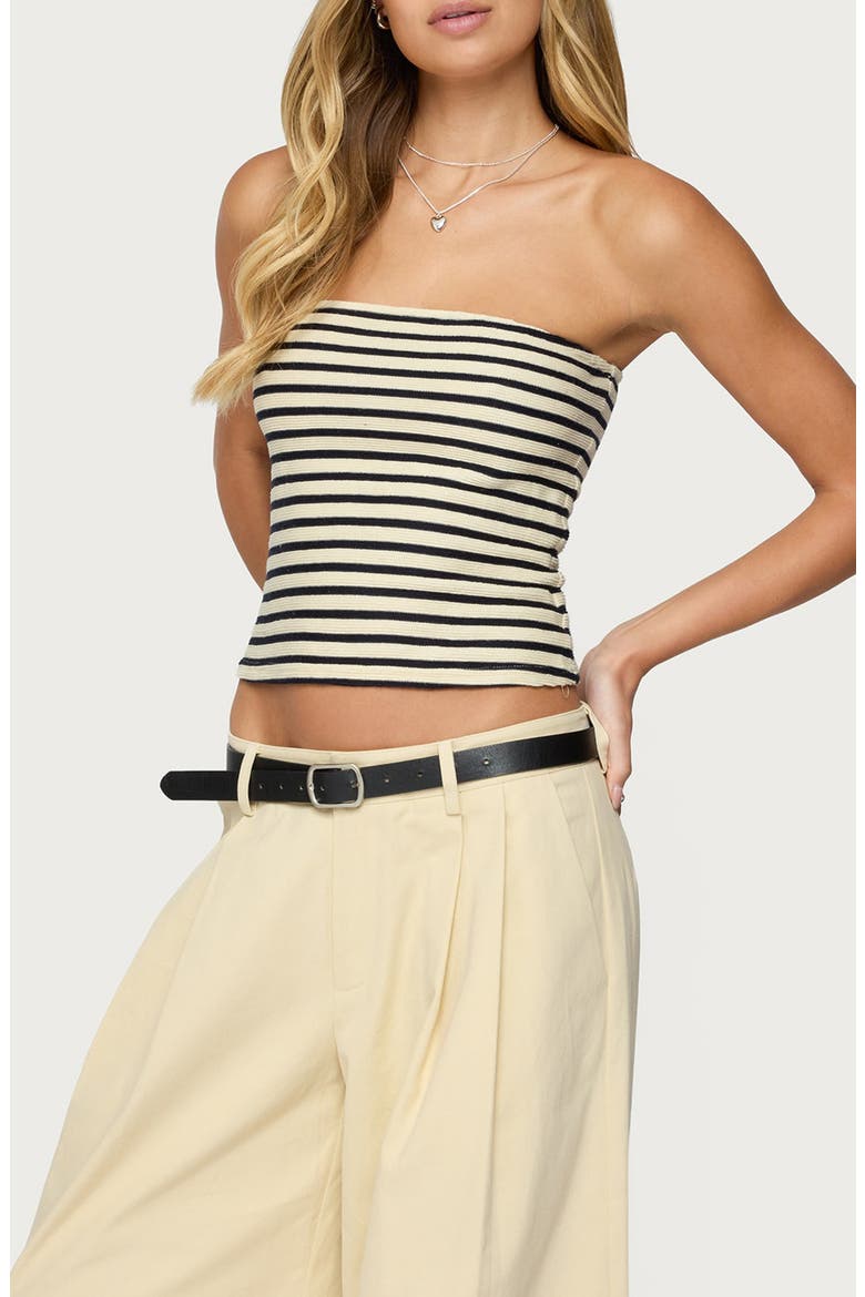 Odora Stripe Tube Top, Alternate, color, CREAM-AND-NAVY