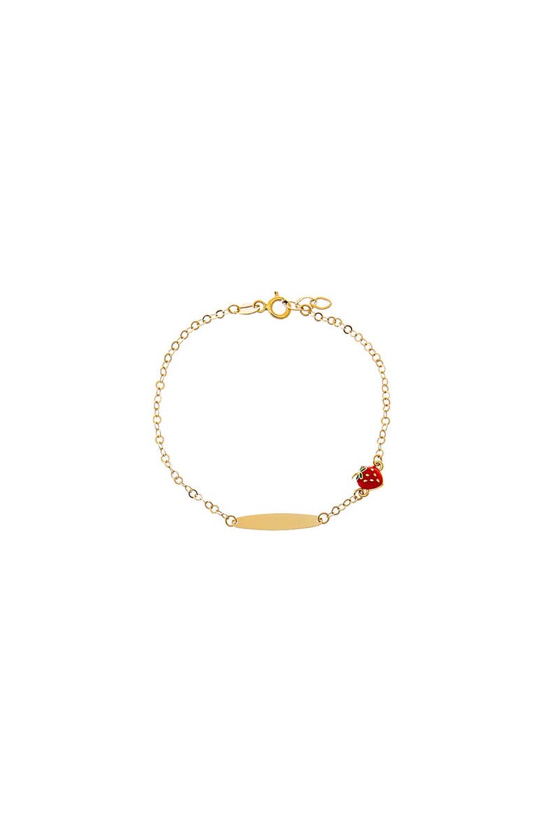 BY ADINA EDEN Kids Strawberry Charm ID Bracelet 14K, Main, color, Red