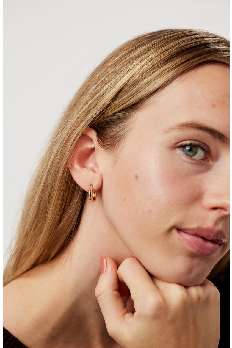 Classic Hoop Earrings -  Mini, Alternate, color, Gold