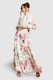 Coast Pleated Lace Trim Midi Dress