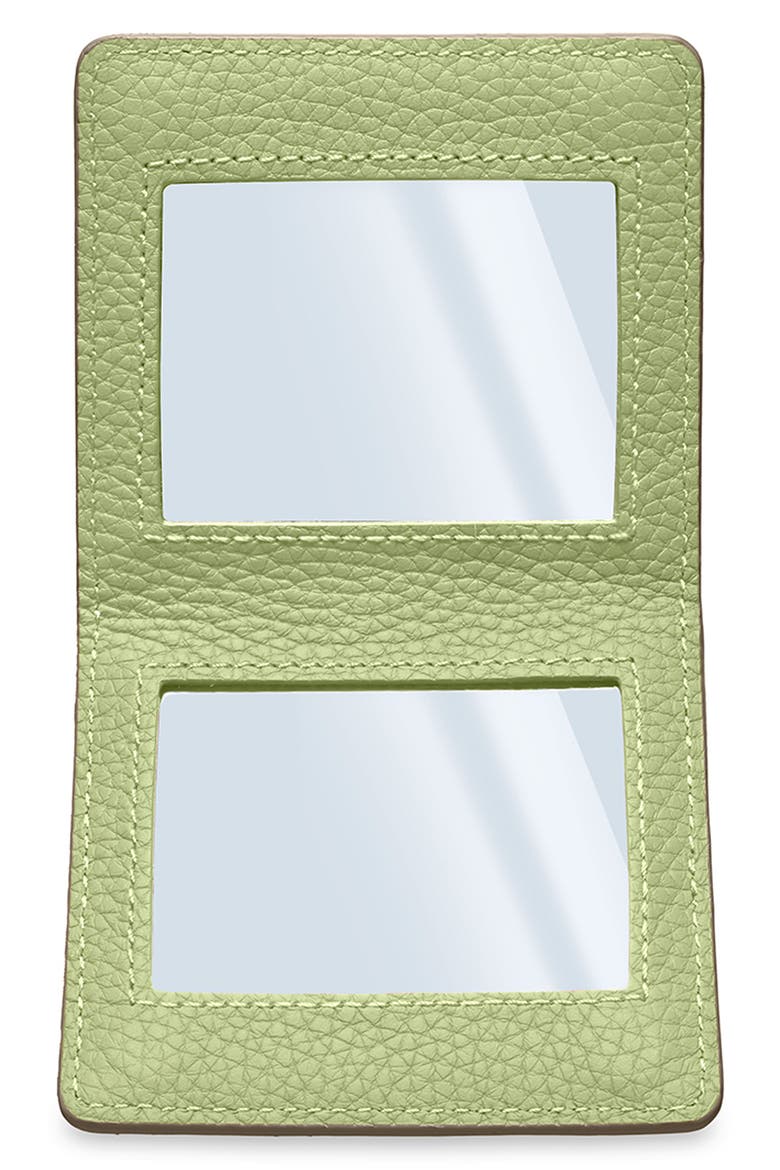 Leather Compact Mirror, Alternate, color, Cashmere Matcha