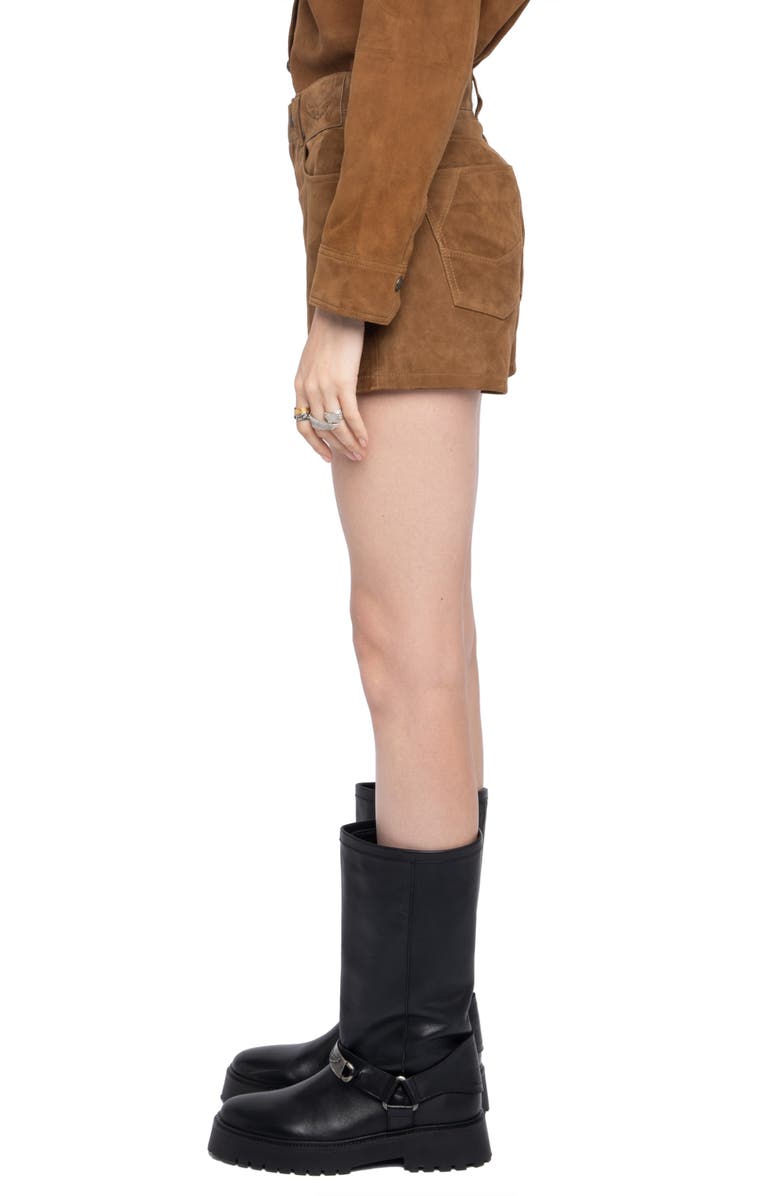 Zadig & Voltaire Sadys Suede Shorts, Alternate, color, Daim