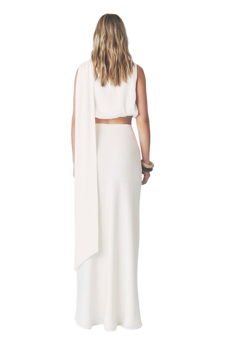 Six Stories Solene Satin Bias Cut Maxi Skirt, Alternate, color, Cream