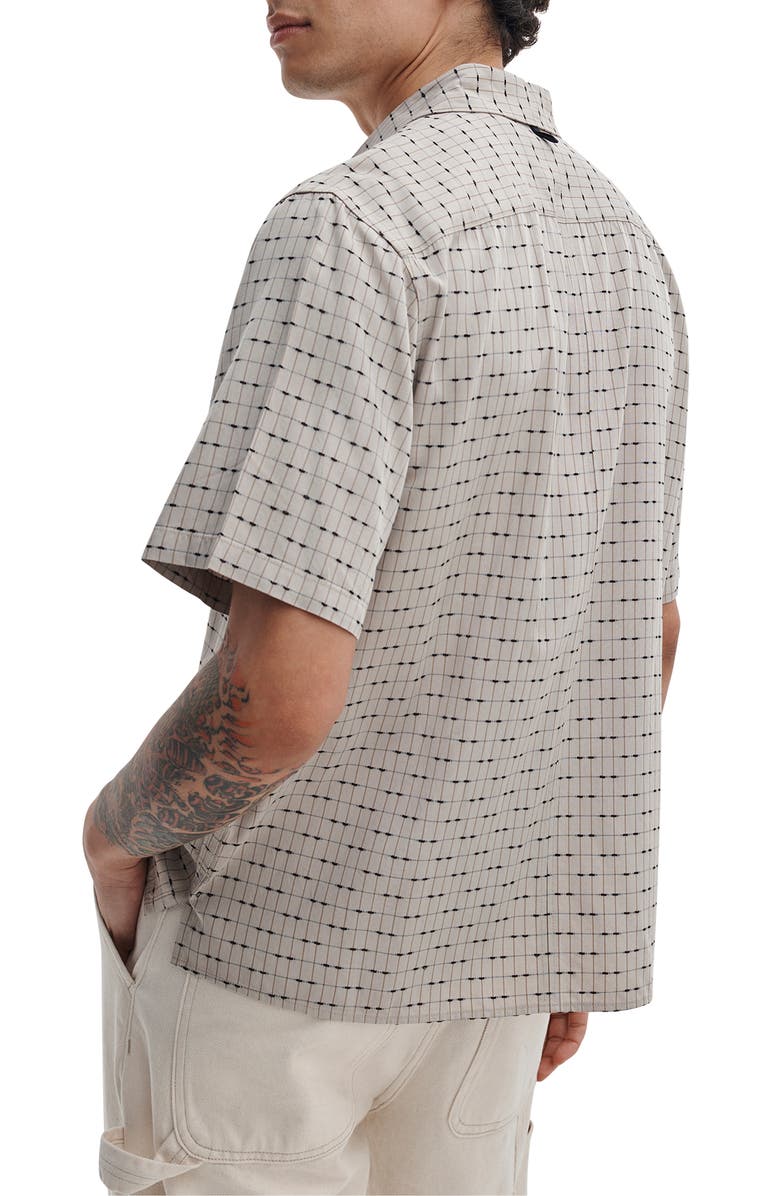 rag & bone Dalton Jacquard Short Sleeve Button-Up Shirt, Alternate, color, Pale Taupe Valentine Stripe
