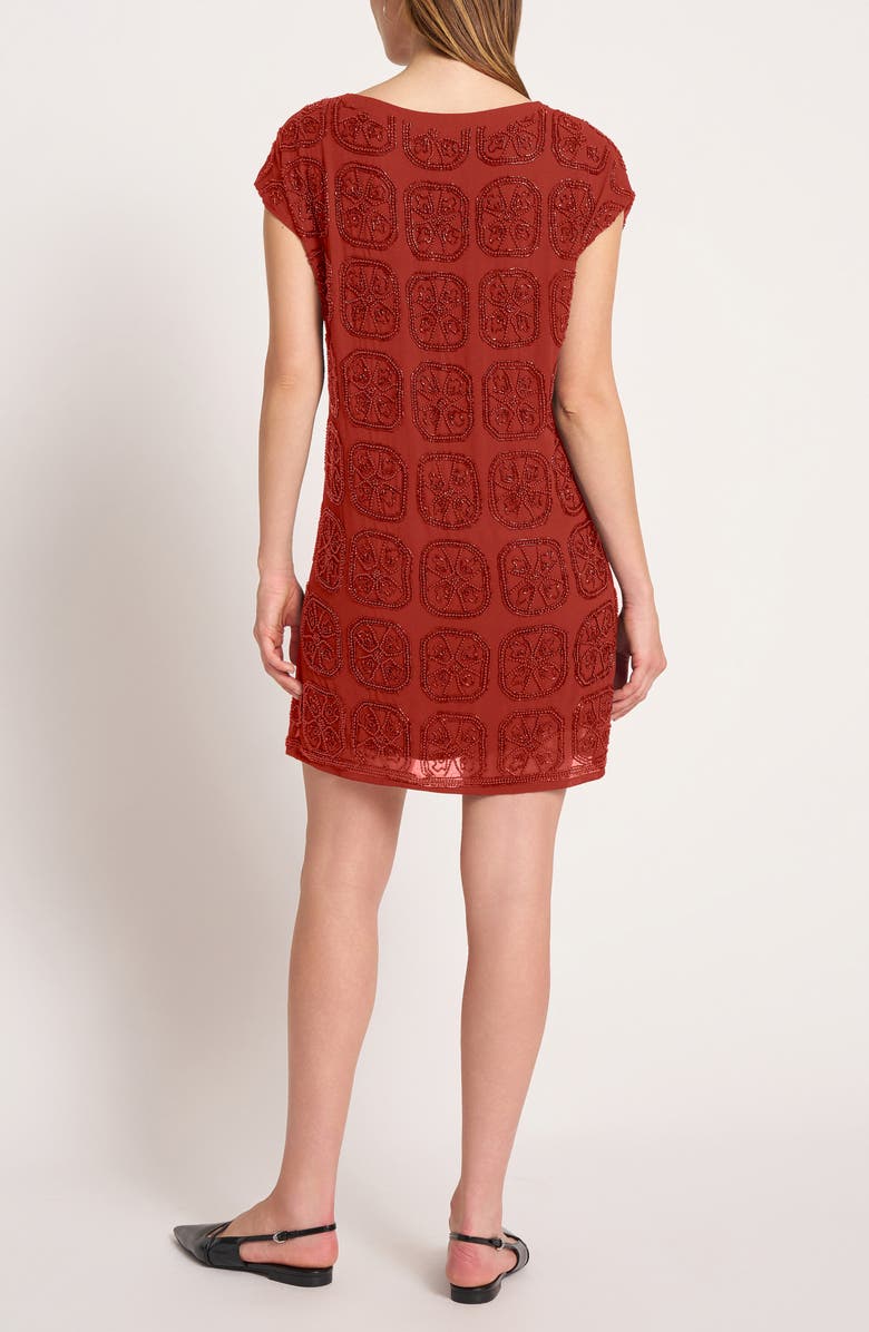 matty m. Beaded Cap Sleeve Shift Minidress, Alternate, color, Sienna Orange