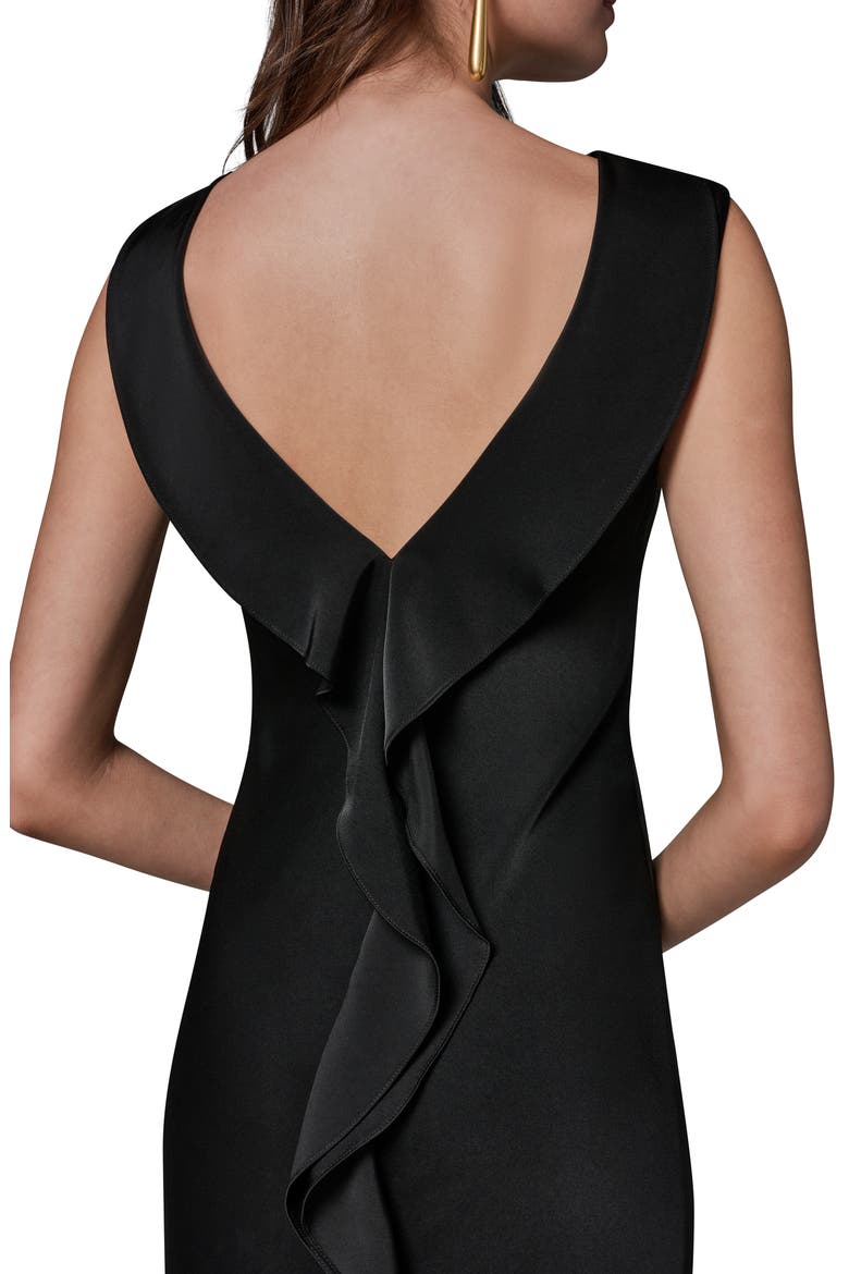Ruffle Satin Gown, Alternate, color, BLACK