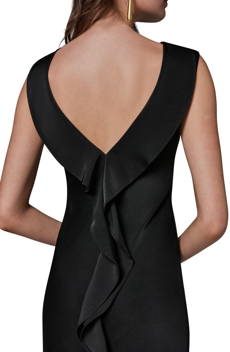 Donna Karan New York Ruffle Satin Gown, Alternate, color, Black