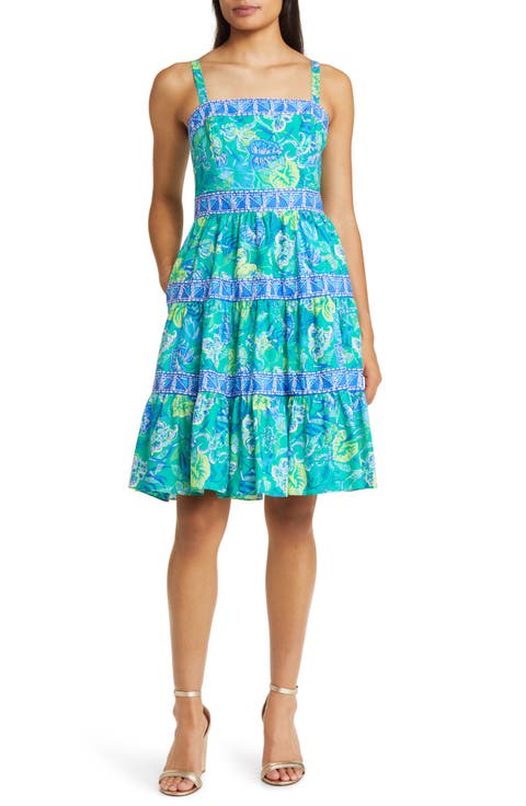Casidee Floral Tiered Cotton Dress