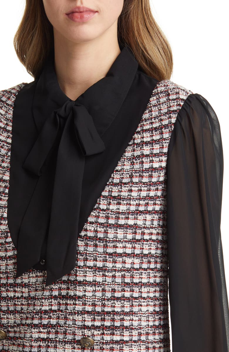 Julia Jordan Long Sleeve Tweed Minidress, Alternate, color, Ivory/ Blue