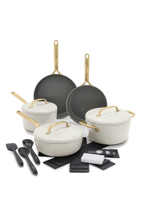 GP5 Infinite8 11-Piece Anodized Aluminum Ceramic Nonstick Cookware Set with Champagne Handles