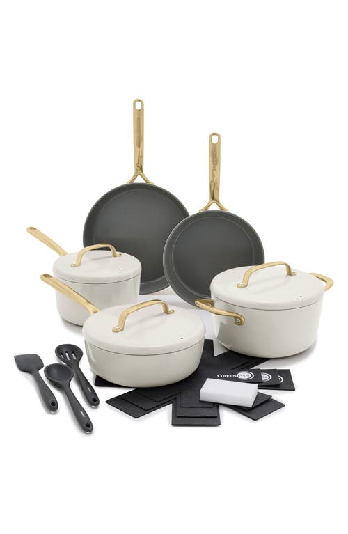 Greenpan Gp5 Infinite8 11-piece Anodized Aluminum Ceramic Nonstick Cookware Set With Champagne Handl In Cream
