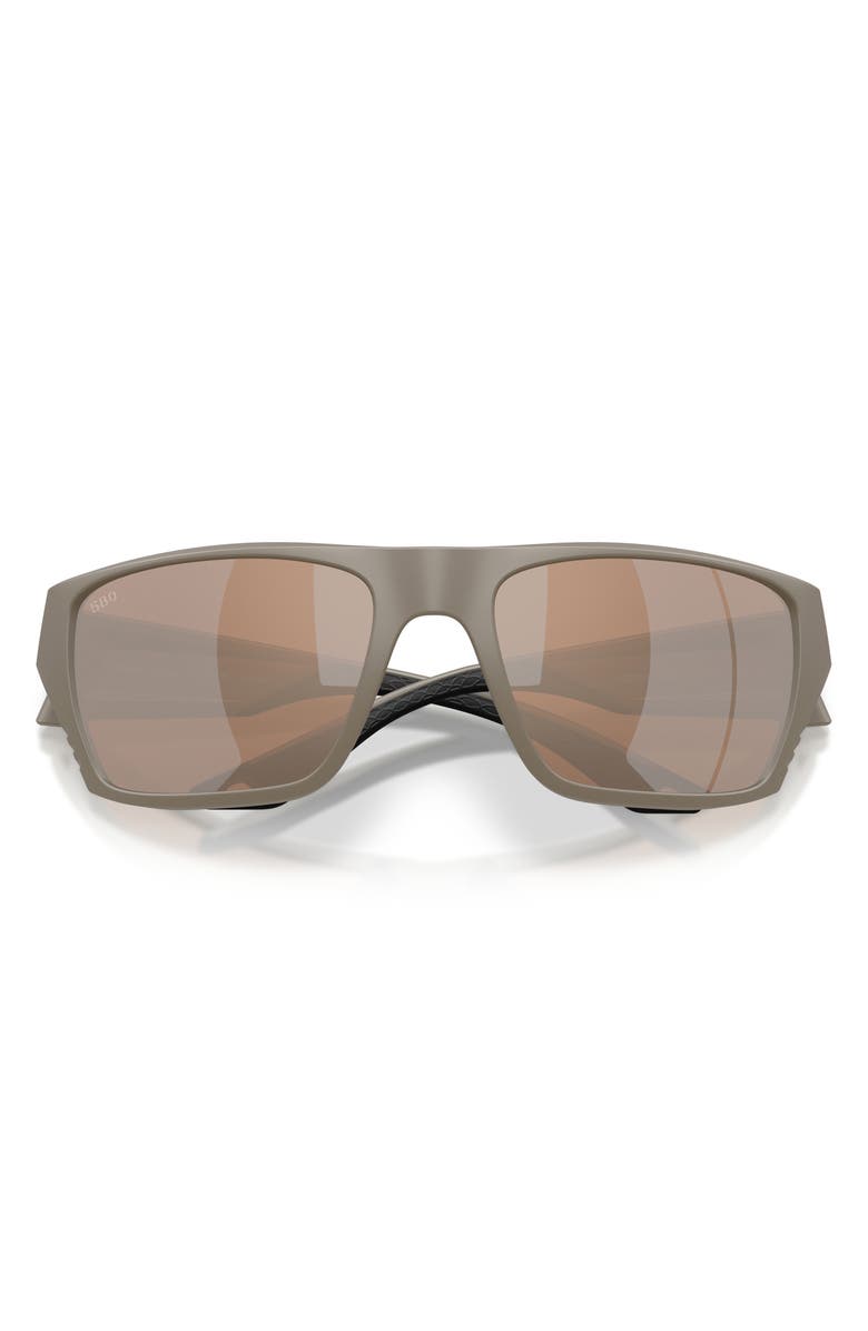 Costa Del Mar Finlet 59mm Polarized Rectangular Sunglasses, Alternate, color, Sand / Copper Silver 580G