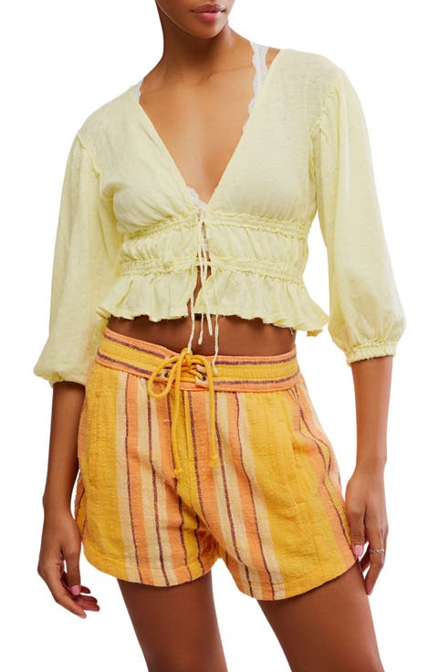 Let's Go Tie Front Linen & Cotton Top