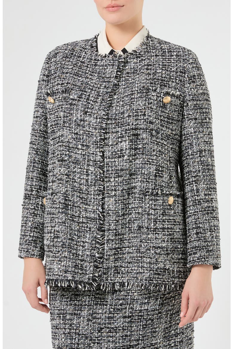 Cardato Tweed Jacket, Main, color, BLACK WHIT