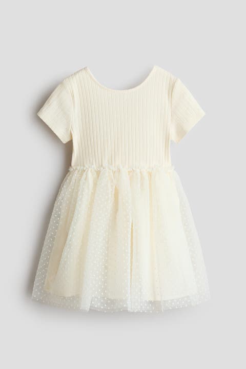 Flock-print Tulle-skirt Dress