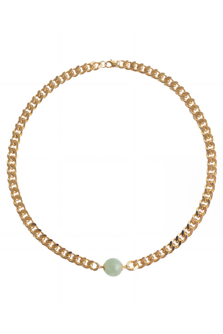 Charlotte Green jade gold chain necklace, Main, color, Gold