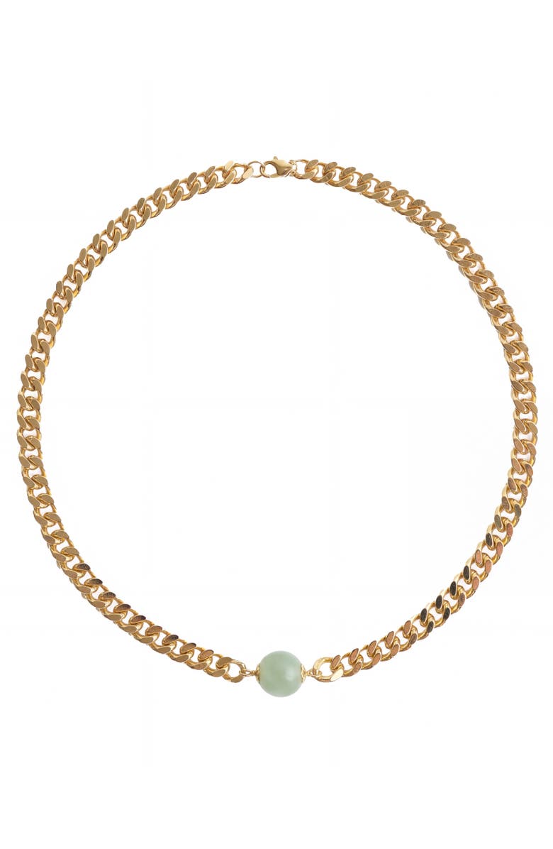 seree Charlotte Green jade gold chain necklace, Main, color, Gold