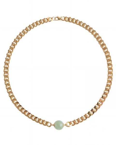 Charlotte Green jade gold chain necklace