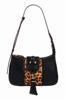 Leopard Band Faux Leather Shoulder Bag