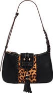 USPA ACCESSORIES Leopard Band Faux Leather Shoulder Bag