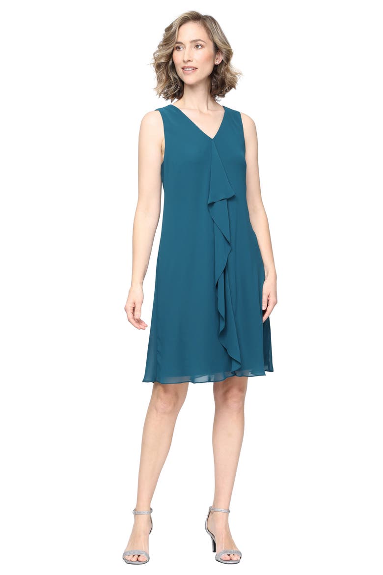 Chiffon Sleeveless Dress with Beaded Jacket, Alternate, color, MALLARD