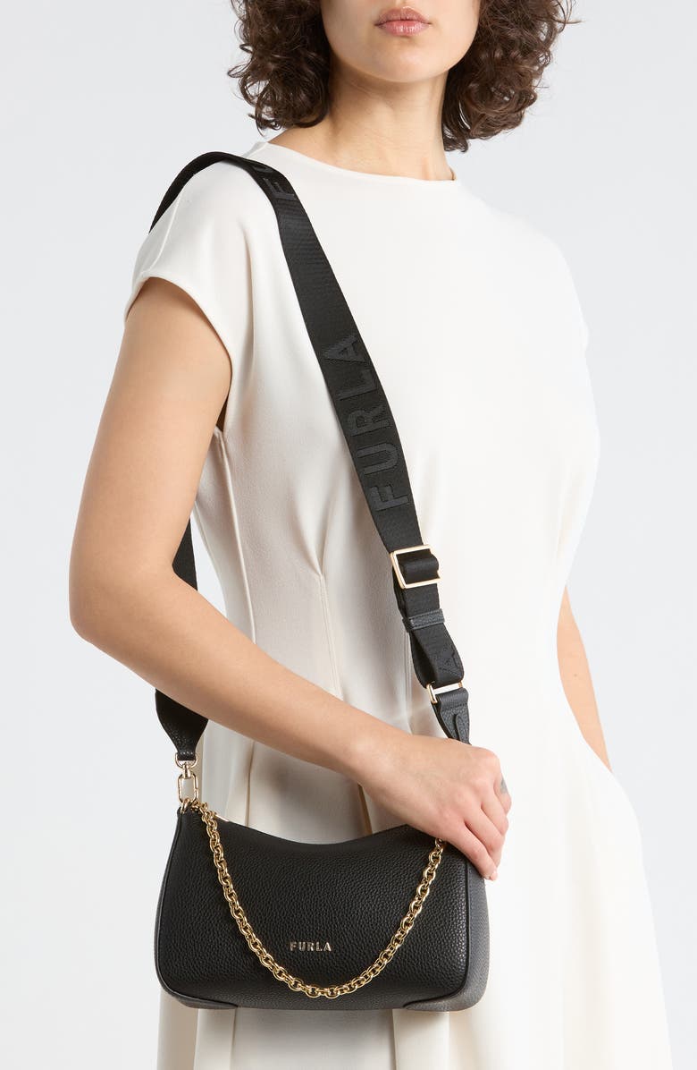 Furla Petunia Chain Strap Mini Crossbody Bag, Alternate, color, Nero