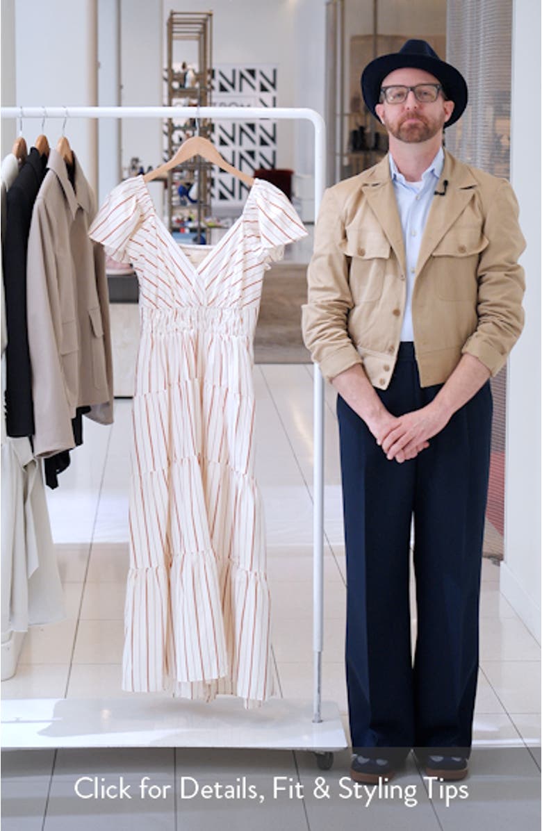 Stripe Flutter Sleeve Maxi Dress, sales video thumbnail