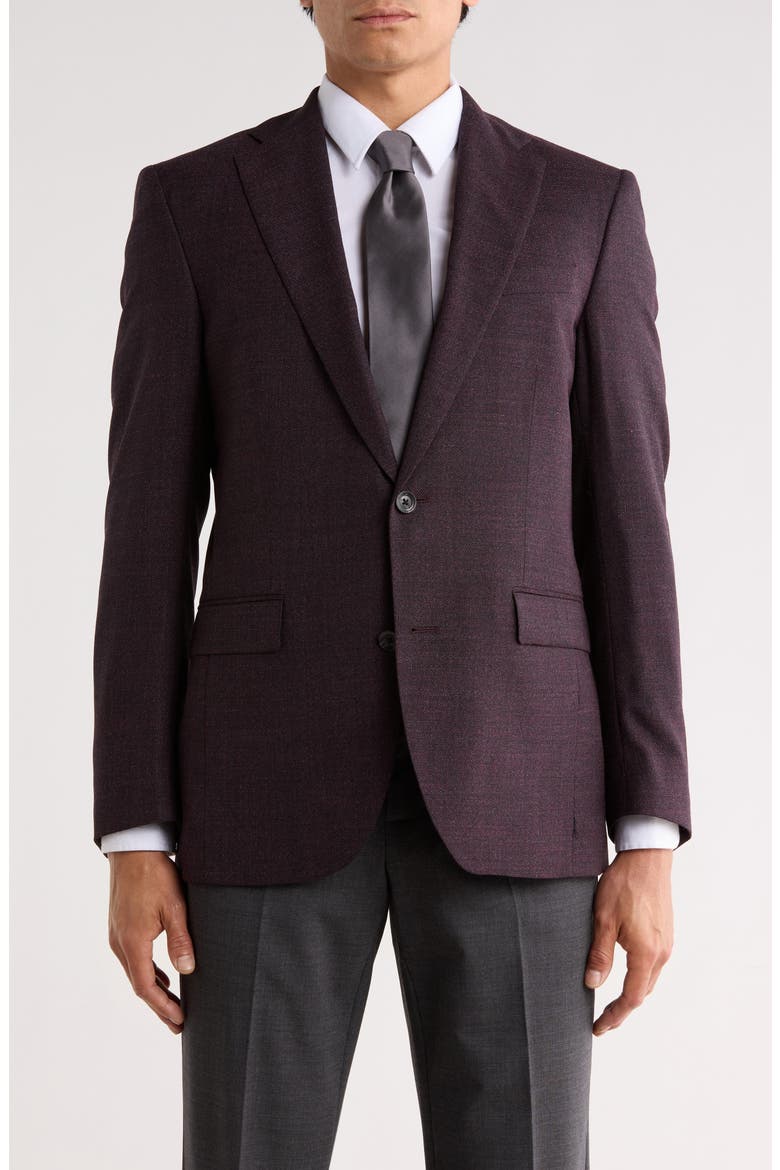 Elex Textured Stretch Wool Sport Coat, Main, color, BURGUNDY