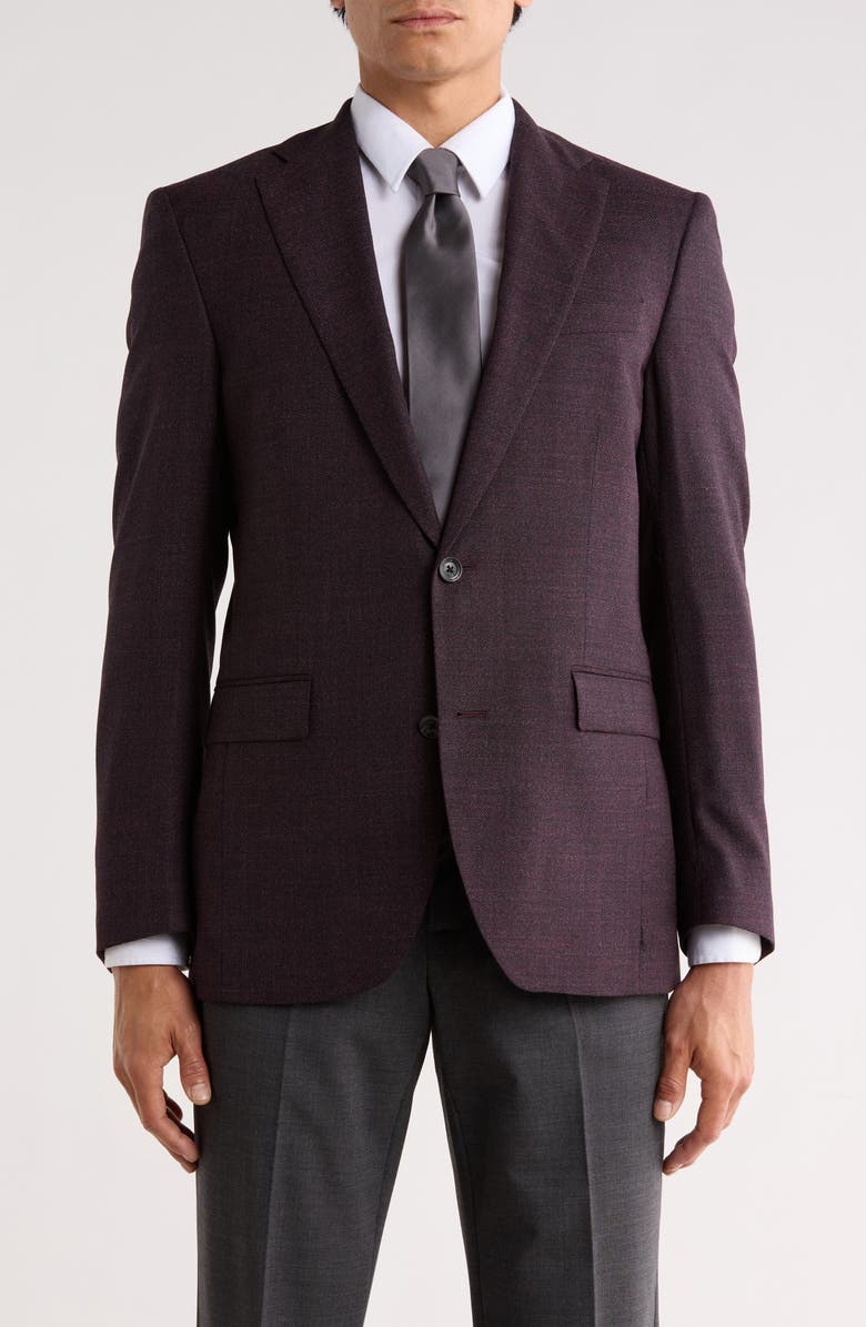 J|V by Jack Victor Elex Textured Stretch Wool Sport Coat, Main, color, Burgundy