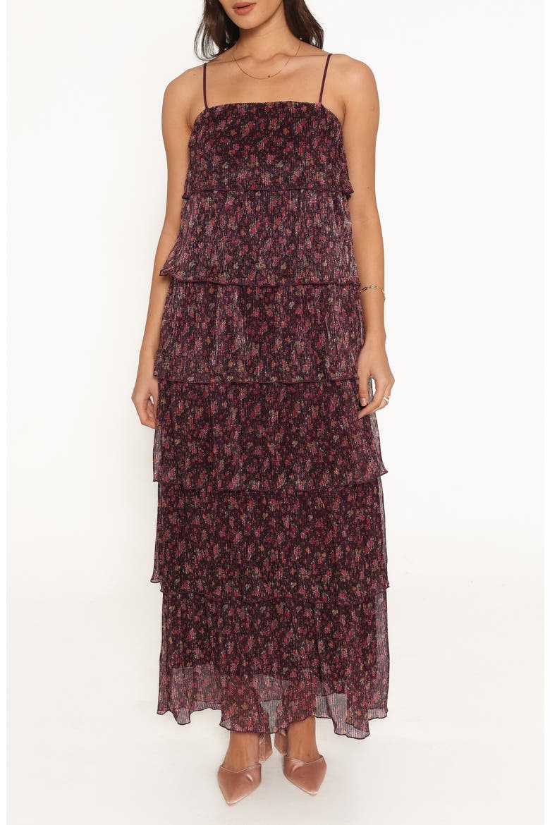 Alinae Tiered Maxi Dress, Main, color, PURPLE FLORAL