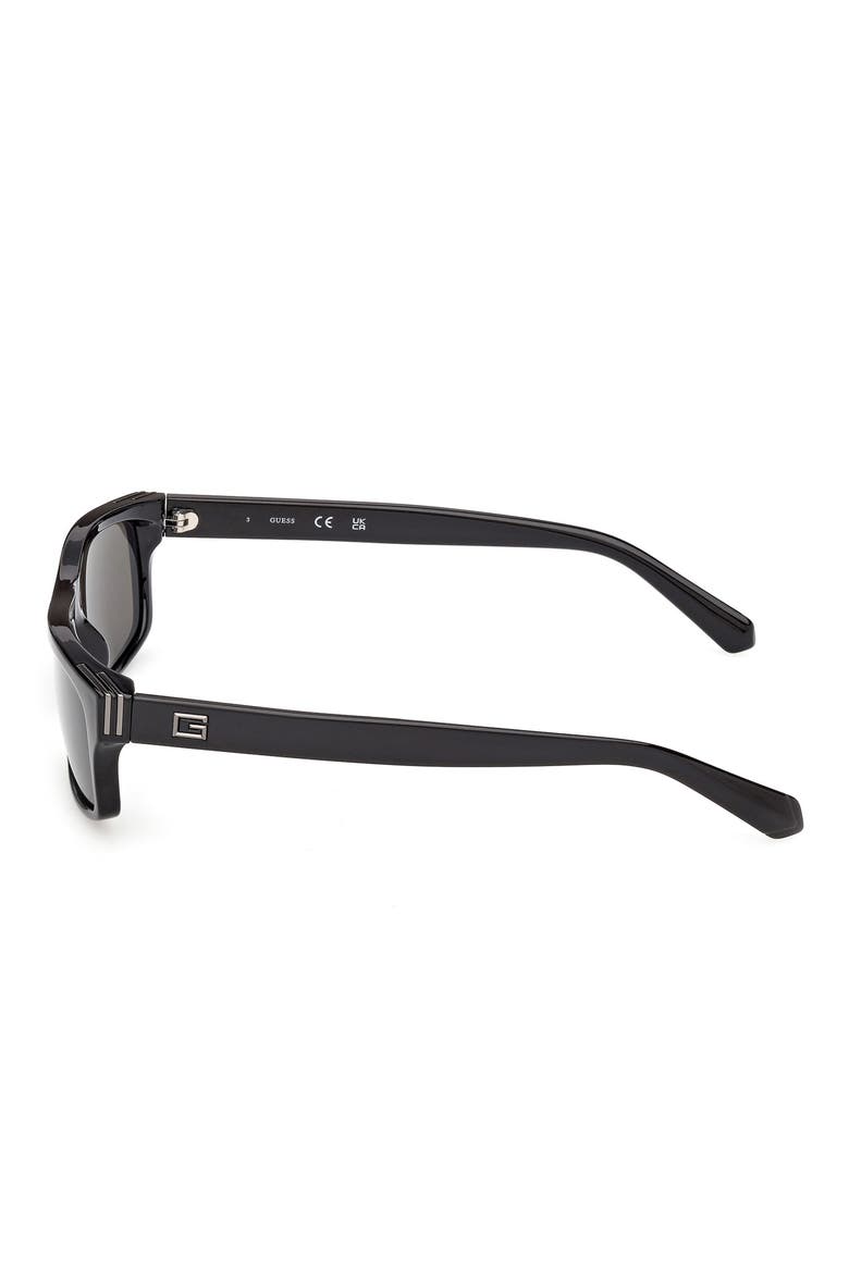 Rectangular Sunglasses, Alternate, color, SHINY BLACK / SMOKE