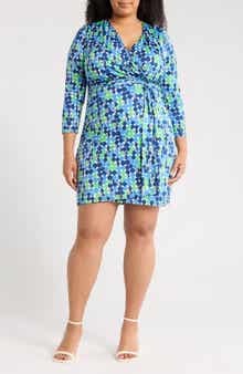 Renee C Dot Print Long Sleeve Wrap Dress