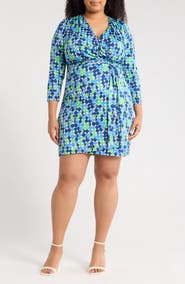Renee C Dot Print Long Sleeve Wrap Dress