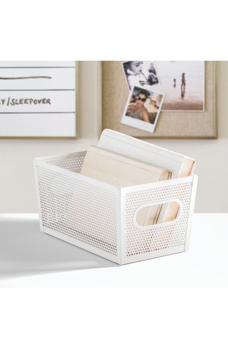 mDesign Perforated Metal Storage Bin with Handles for Kitchen and Pantry - Set of 2 - Matte White, Alternate, color, Matte White