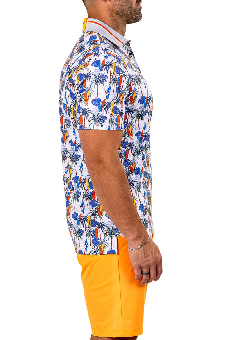 Marthyr0024 White Surfboard Print Golf Polo, Alternate, color, WHITE