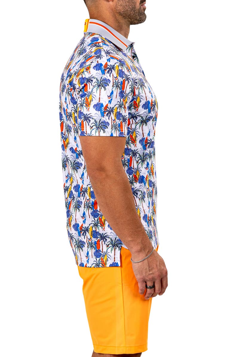 Maceoo Marthyr0024 White Surfboard Print Golf Polo, Alternate, color, 
