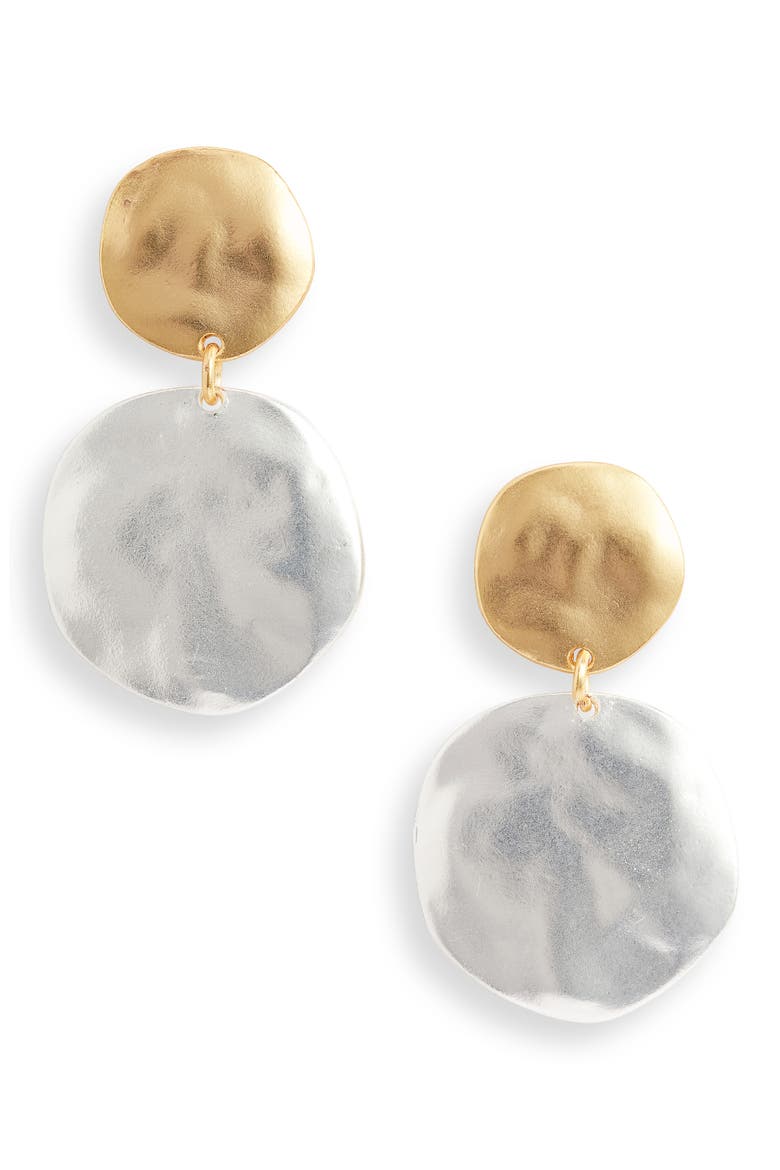 Mixed Metal Drop Earrings, Main, color, MIXED METALS