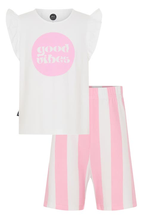 Kids' Good Vibes Flutter Sleeve T-Shirt & Bike Shorts Set (Toddler, Little Kid & Big Kid)