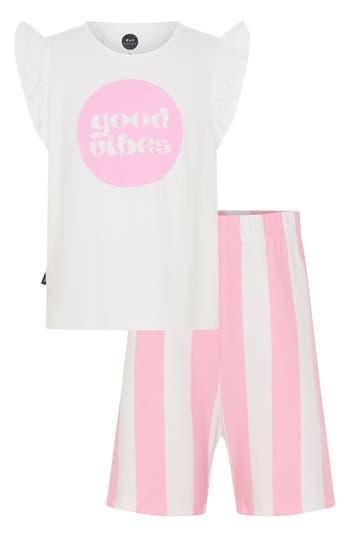 DOT AUSTRALIA DOT AUSTRALIA KIDS' GOOD VIBES FLUTTER SLEEVE T-SHIRT & BIKE SHORTS SET