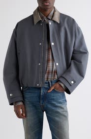 Acne Studios Opado Cotton Satin Jacket with Leather Collar