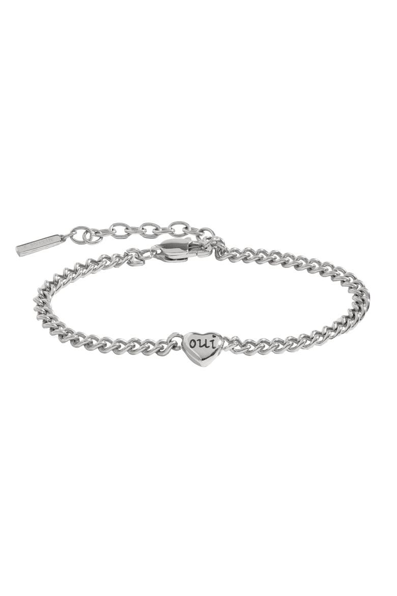 Oui Non Heart Inline Bracelet, Main, color, Silver