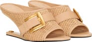 Balmain Anthem No Wedge mules in smooth leather and raffia