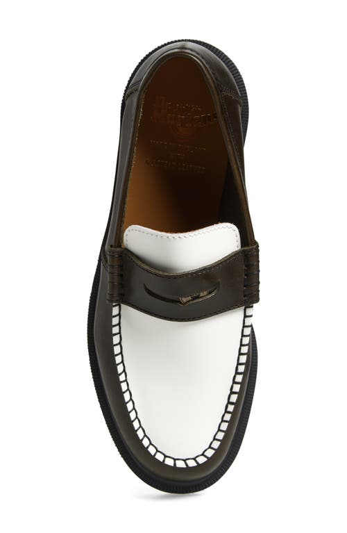 Dr. Martens' Dr. Martens Penton Two-tone Penny Loafer In Olive And White Classic Calf