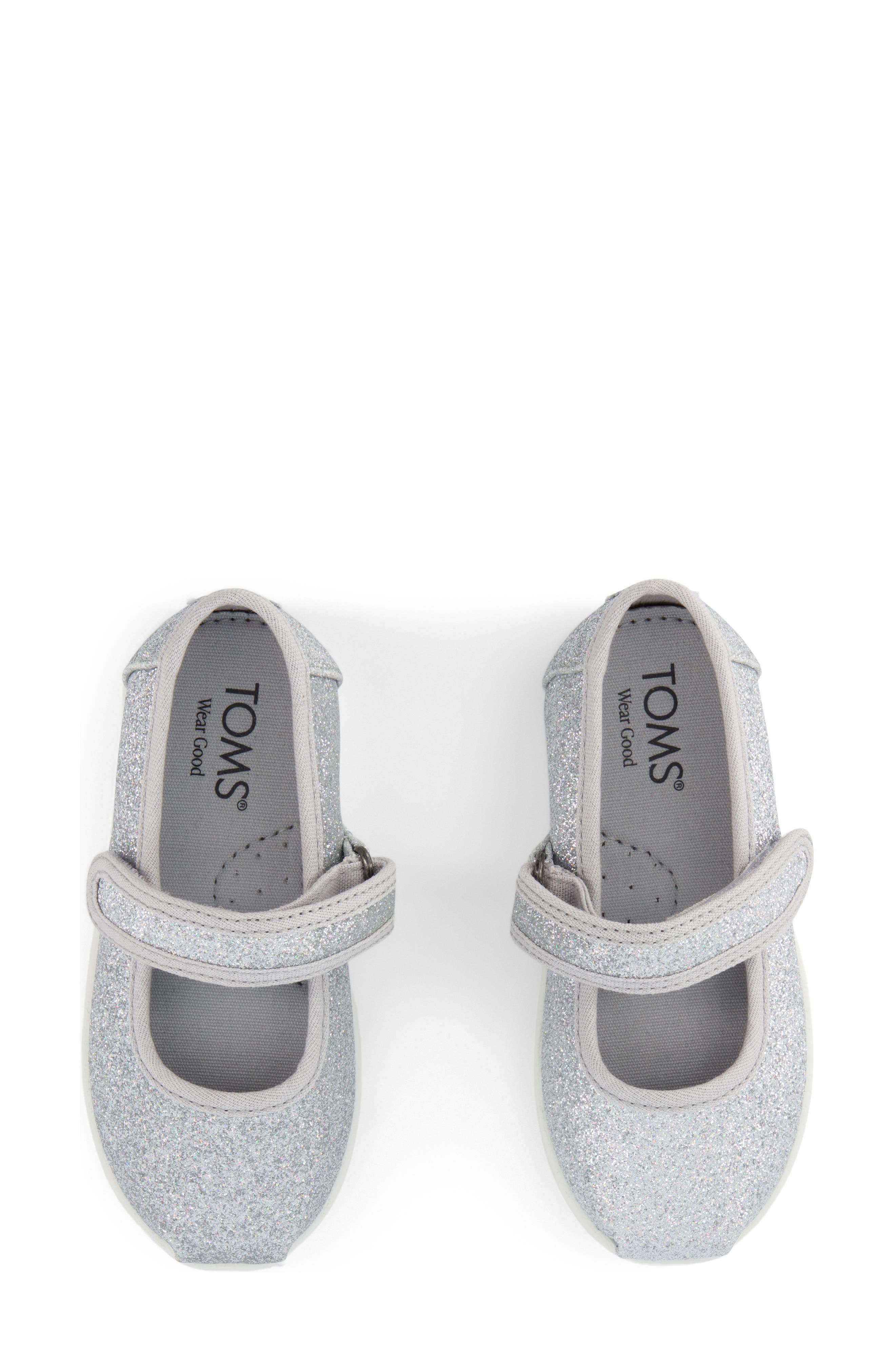 TOMS Kids' Nora Mary Jane Flat, Alternate, color, Silver