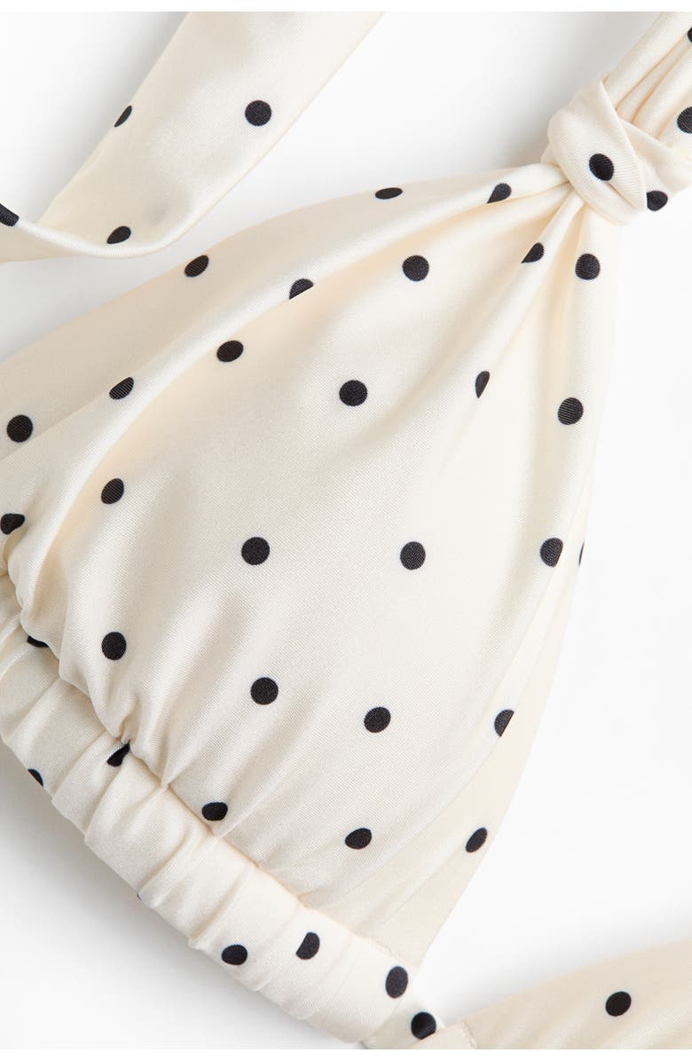 H&M Push-up triangle bikini top, Alternate, color, Cream/Polka Dot