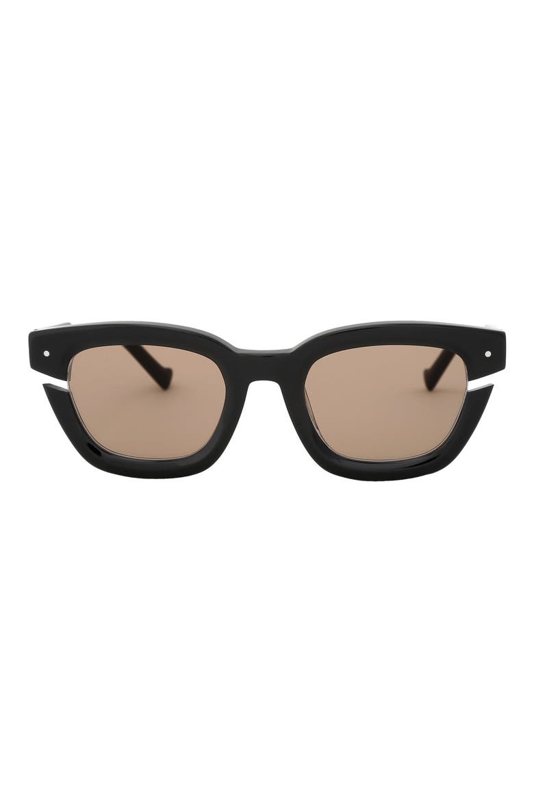 Bowtie Cutout 50mm Square Sunglasses, Main, color, BLACK/ TAN